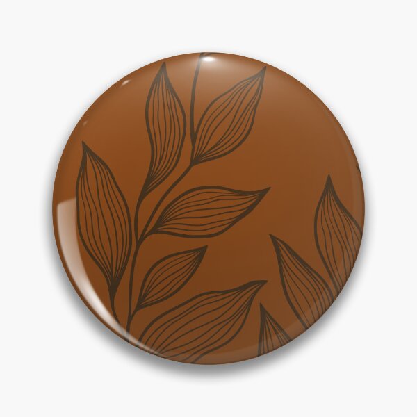 Item preview, Delicate Line Art Botanical Leaf Pattern - Dark on Bright Brown designed and sold by Frohyou.
