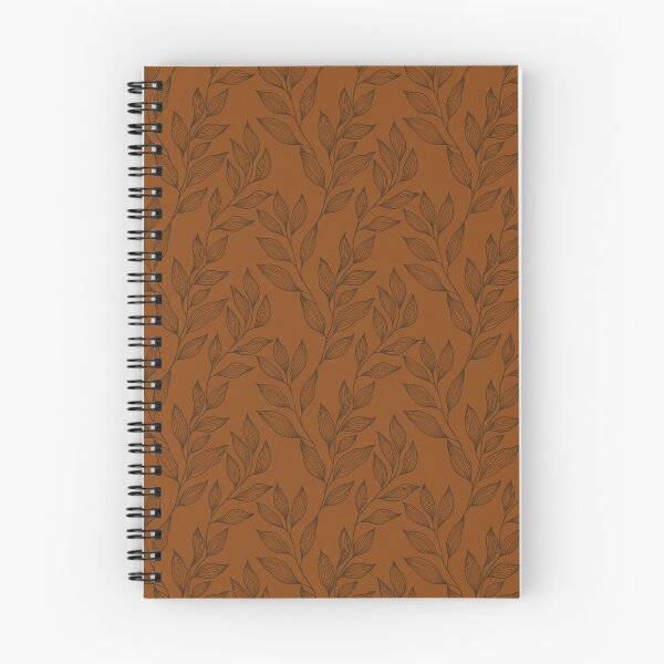 Item preview, Delicate Line Art Botanical Leaf Pattern - Dark on Bright Brown designed and sold by Frohyou.