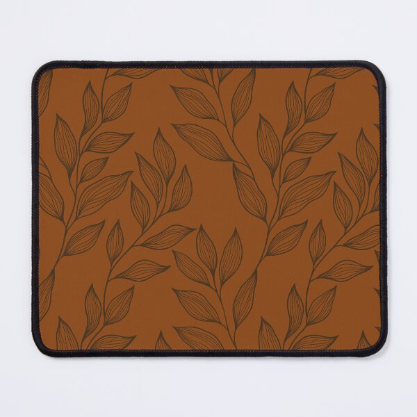 Item preview, Delicate Line Art Botanical Leaf Pattern - Dark on Bright Brown designed and sold by Frohyou.