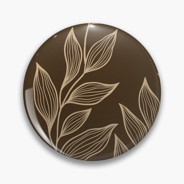 Item preview, Delicate Line Art Botanical Leaf Pattern - Light on Dark Brown designed and sold by Frohyou.