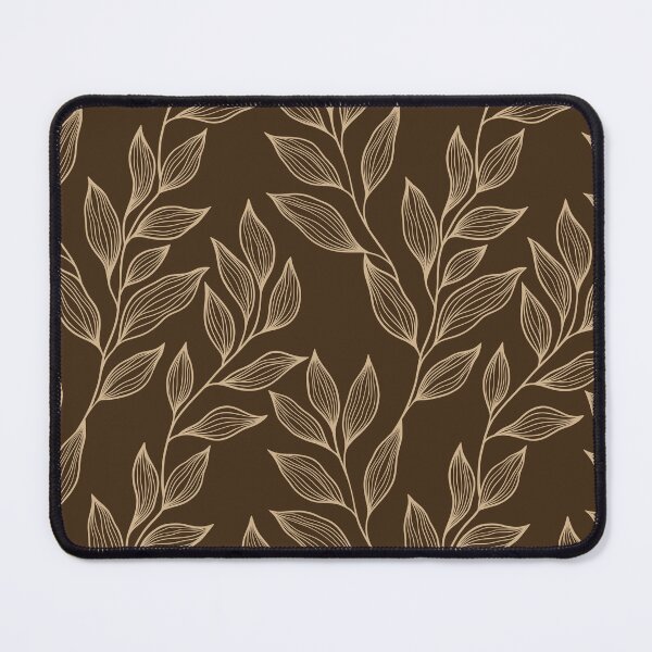 Item preview, Delicate Line Art Botanical Leaf Pattern - Light on Dark Brown designed and sold by Frohyou.