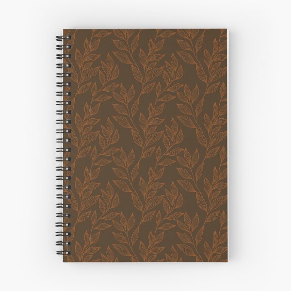 Item preview, Delicate Line Art Botanical Leaf Pattern - Bright on Dark Brown designed and sold by Frohyou.