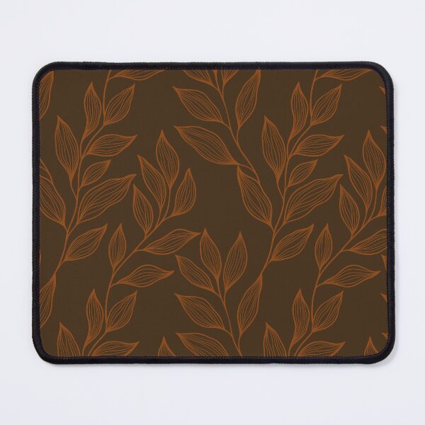Item preview, Delicate Line Art Botanical Leaf Pattern - Bright on Dark Brown designed and sold by Frohyou.
