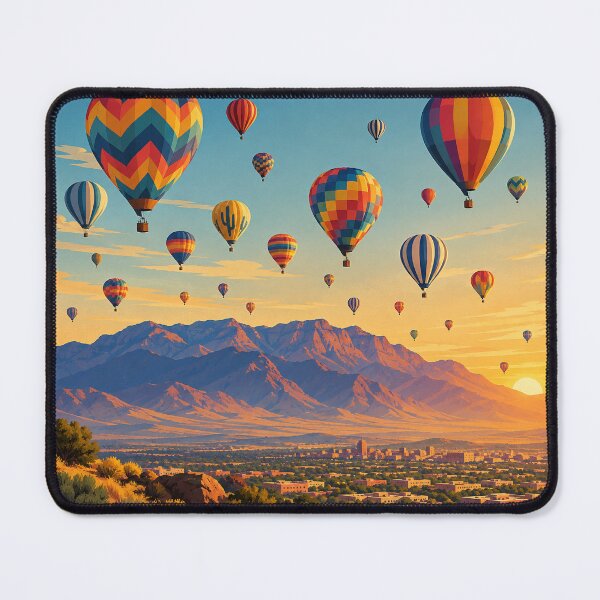 Item preview, Colorful Hot Air Balloons Over the Sandia Mountains designed and sold by MoonSkyArt.