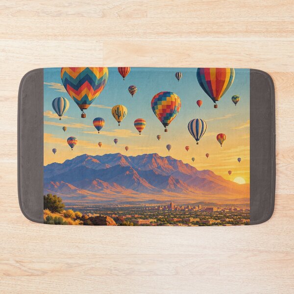Item preview, Colorful Hot Air Balloons Over the Sandia Mountains designed and sold by MoonSkyArt.
