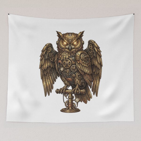 Item preview, Steampunk Mechanical Owl Art designed and sold by RoyalDeluxGo.