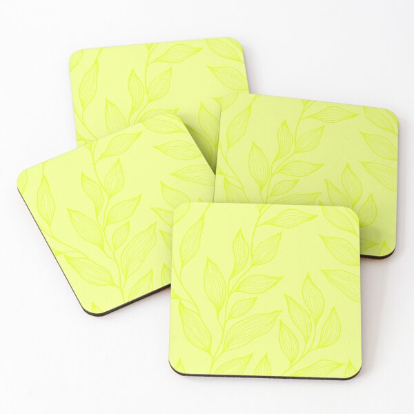 Item preview, Delicate Line Art Botanical Leaf Pattern - Bright on Light Chartreuse designed and sold by Frohyou.