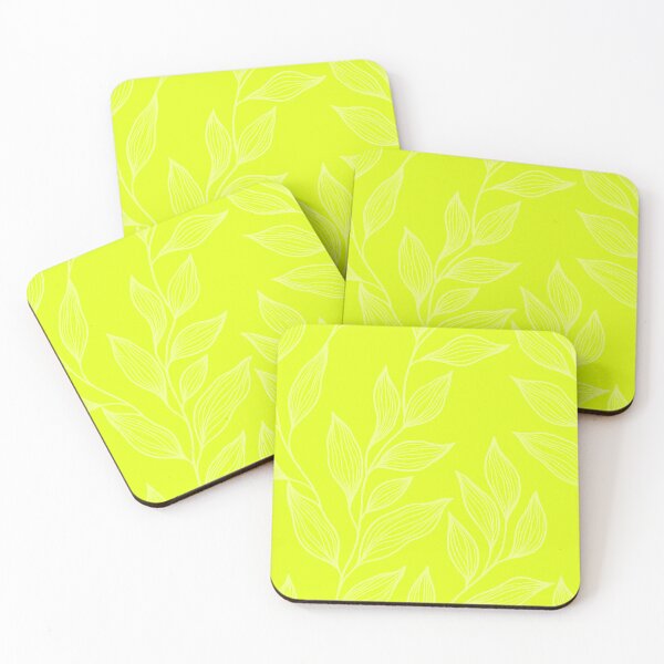 Item preview, Delicate Line Art Botanical Leaf Pattern - Light on Bright Chartreuse designed and sold by Frohyou.