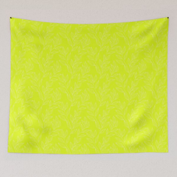 Item preview, Delicate Line Art Botanical Leaf Pattern - Light on Bright Chartreuse designed and sold by Frohyou.