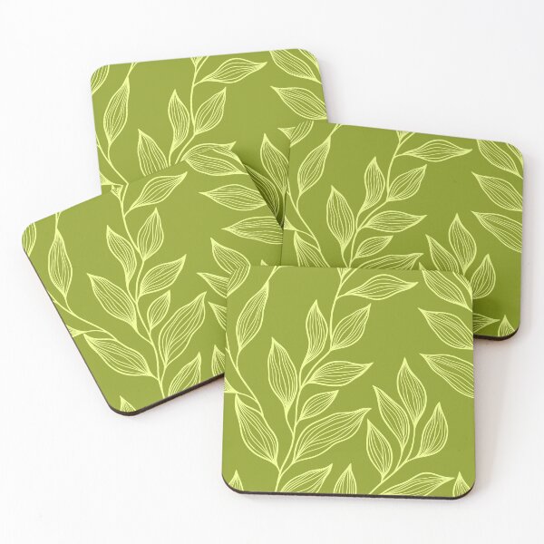 Item preview, Delicate Line Art Botanical Leaf Pattern - Light on Dark Chartreuse designed and sold by Frohyou.