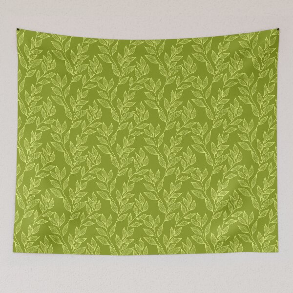 Item preview, Delicate Line Art Botanical Leaf Pattern - Light on Dark Chartreuse designed and sold by Frohyou.