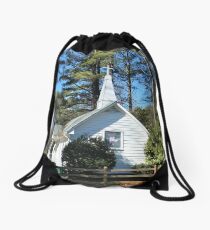 Small Church at Acworth Beach Drawstring Bag