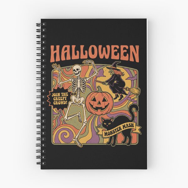 Item preview, Halloween Monster Mash – Vintage Skeleton Witch Pumpkin Cat designed and sold by Milasneeze.
