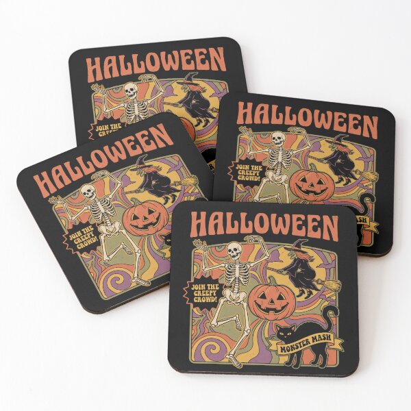 Item preview, Halloween Monster Mash – Vintage Skeleton Witch Pumpkin Cat designed and sold by Milasneeze.