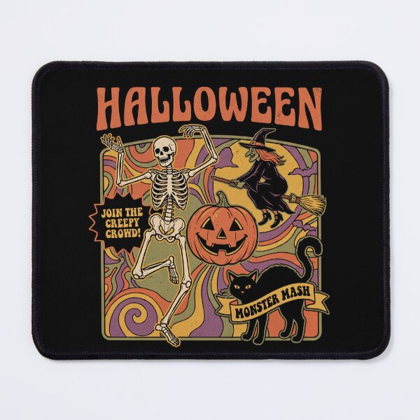 Item preview, Halloween Monster Mash – Vintage Skeleton Witch Pumpkin Cat designed and sold by Milasneeze.