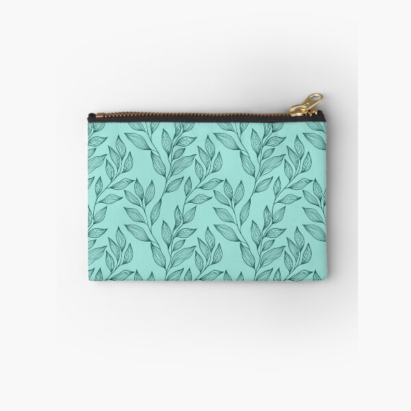 Item preview, Delicate Line Art Botanical Leaf Pattern - Dark on Light Teal designed and sold by Frohyou.