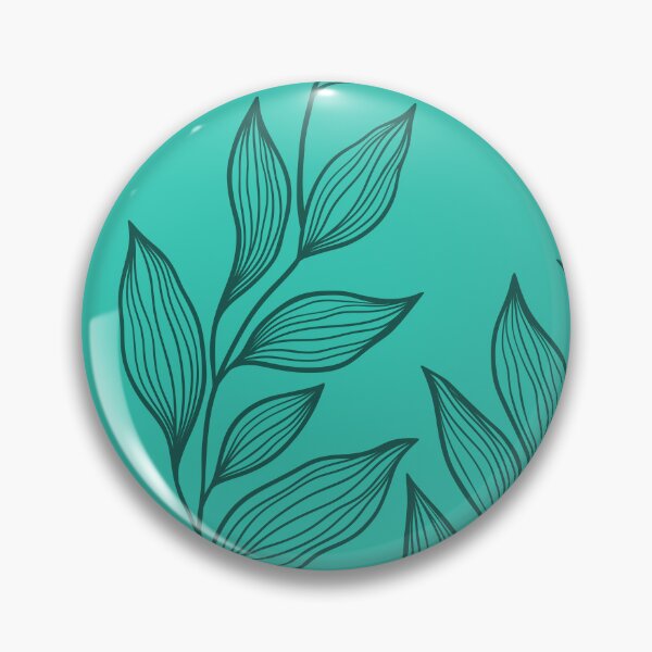 Item preview, Delicate Line Art Botanical Leaf Pattern - Dark on Bright Teal designed and sold by Frohyou.