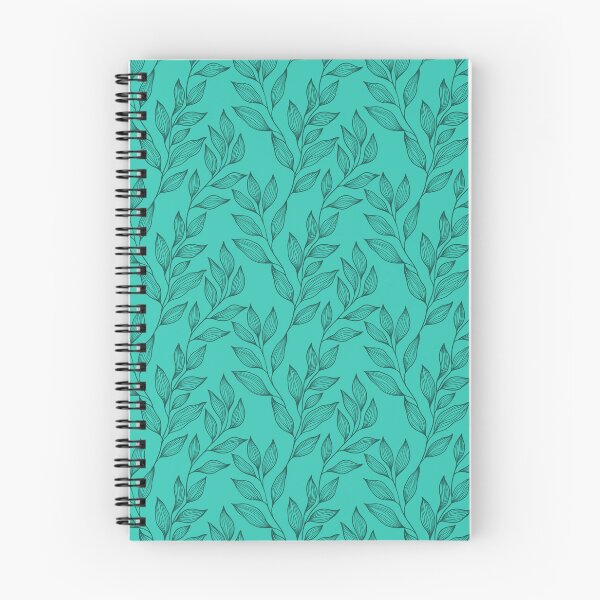 Item preview, Delicate Line Art Botanical Leaf Pattern - Dark on Bright Teal designed and sold by Frohyou.
