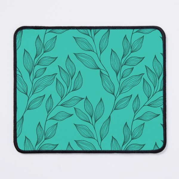 Item preview, Delicate Line Art Botanical Leaf Pattern - Dark on Bright Teal designed and sold by Frohyou.