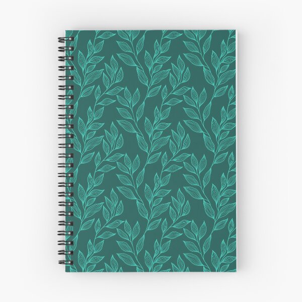 Item preview, Delicate Line Art Botanical Leaf Pattern - Bright on Dark Teal designed and sold by Frohyou.