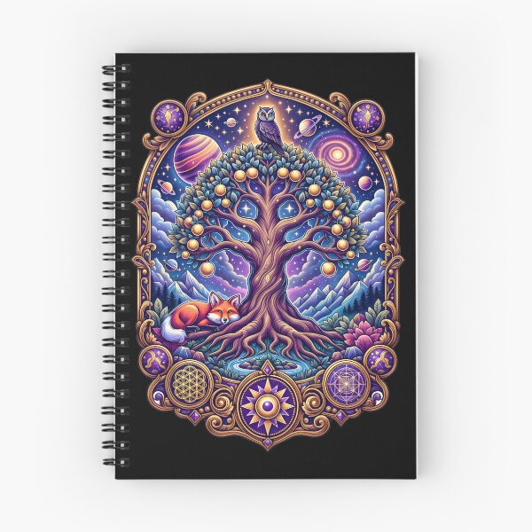 Artikelvorschau, Cosmic Tree of Life Owl Fox Sacred Geometry entworfen und verkauft von NeuralLoft Frequency.