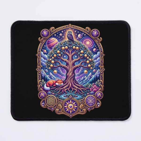 Item preview, Cosmic Tree of Life Owl Fox Sacred Geometry designed and sold by NeuralLoft Frequency.
