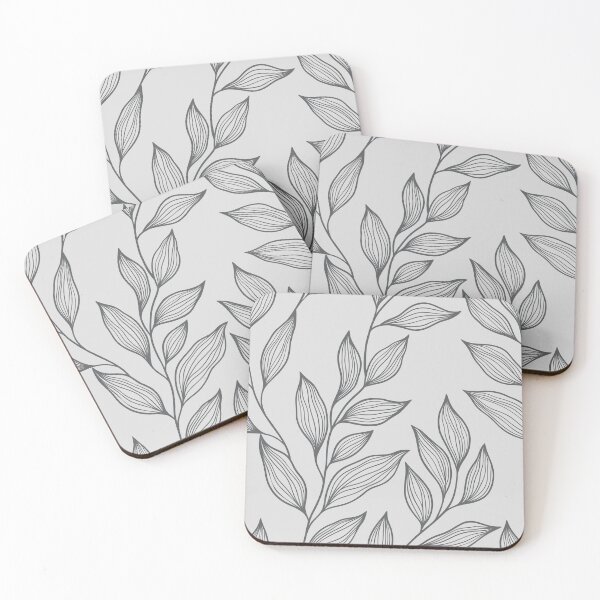 Item preview, Delicate Line Art Botanical Leaf Pattern - Dark on Light Gray designed and sold by Frohyou.