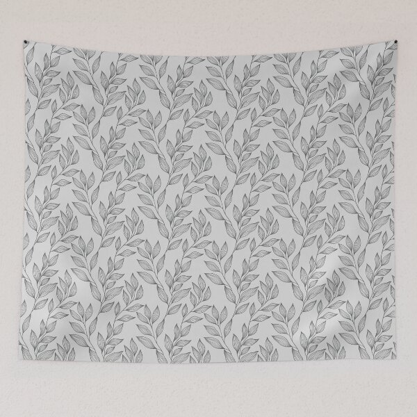 Item preview, Delicate Line Art Botanical Leaf Pattern - Dark on Light Gray designed and sold by Frohyou.