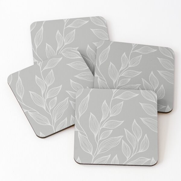Item preview, Delicate Line Art Botanical Leaf Pattern - Light on Bright Gray designed and sold by Frohyou.