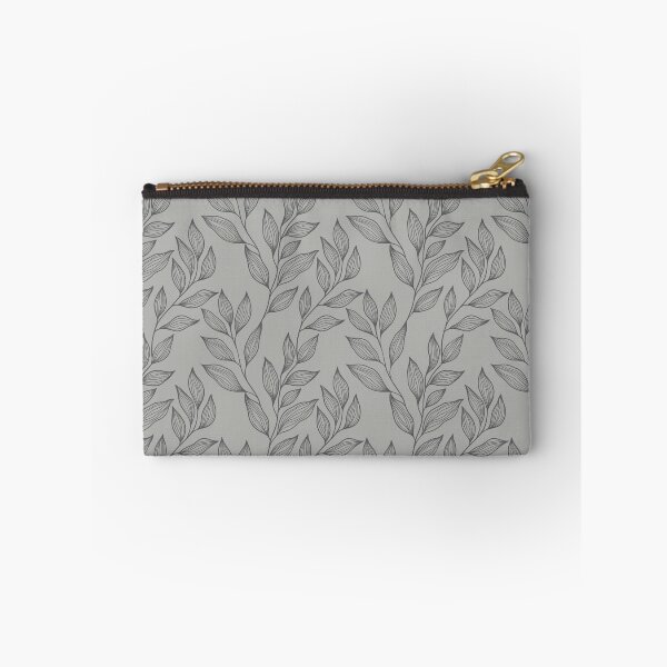 Item preview, Delicate Line Art Botanical Leaf Pattern - Dark on Bright Gray designed and sold by Frohyou.