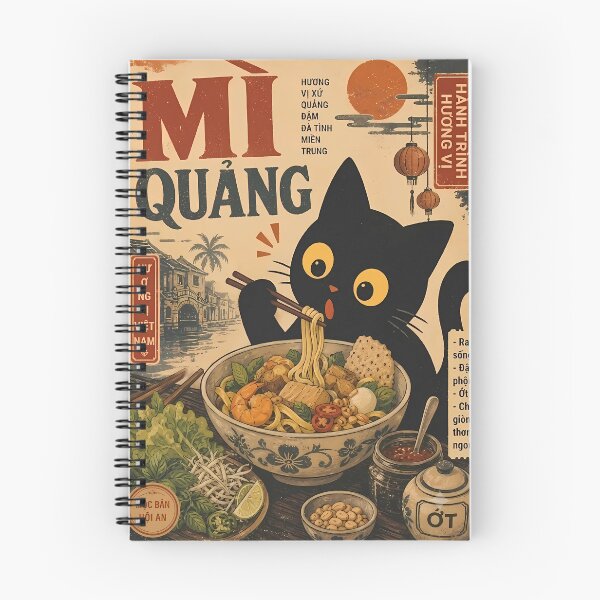 Item preview, Cat Eating Vietnamese Mi Quang Noodles - Retro Ukiyo-e designed and sold by PurrfectHome.