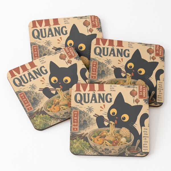 Item preview, Cat Eating Vietnamese Mi Quang Noodles - Retro Ukiyo-e designed and sold by PurrfectHome.