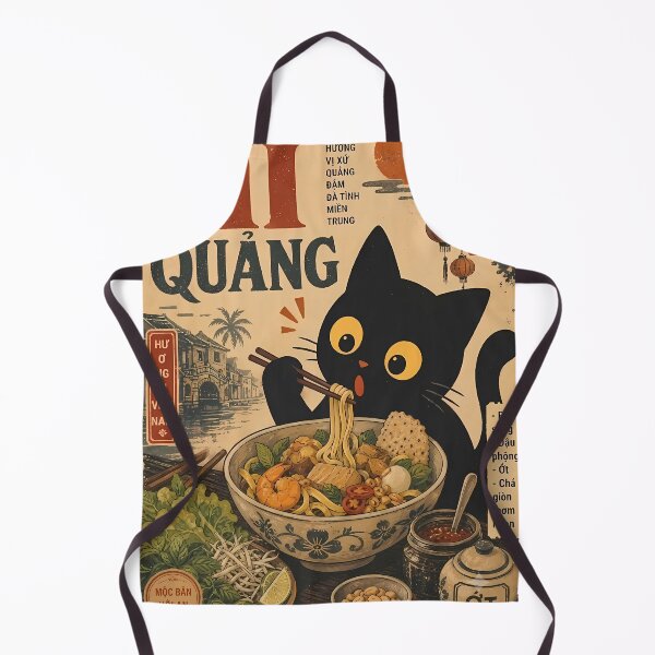 Item preview, Cat Eating Vietnamese Mi Quang Noodles - Retro Ukiyo-e designed and sold by PurrfectHome.