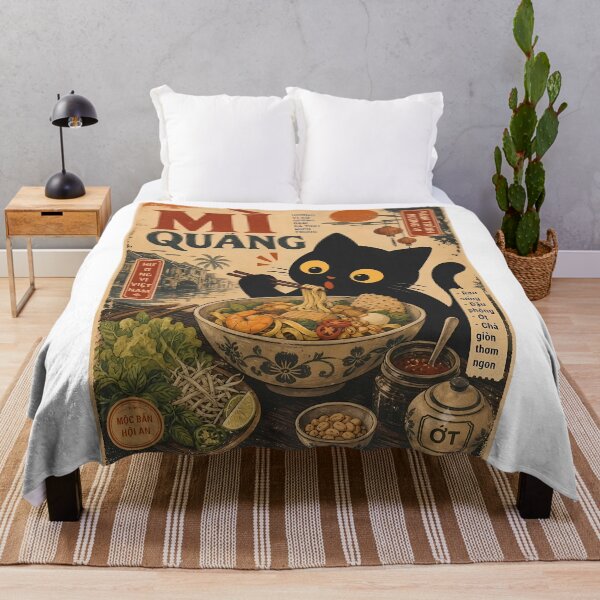Item preview, Cat Eating Vietnamese Mi Quang Noodles - Retro Ukiyo-e designed and sold by PurrfectHome.