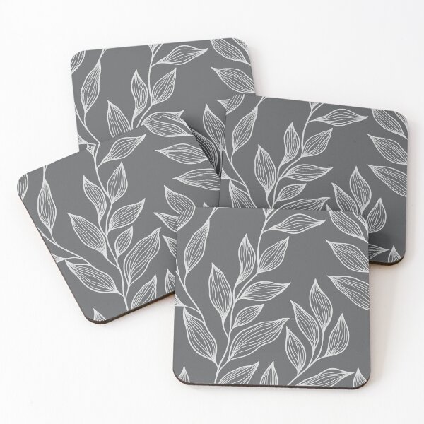 Item preview, Delicate Line Art Botanical Leaf Pattern - Light on Dark Gray designed and sold by Frohyou.