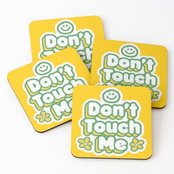 Item preview, Don't Touch Me Retro Smiley Face Quote - Green and Yellow Typography designed and sold by Scro-Ciob-Shop.