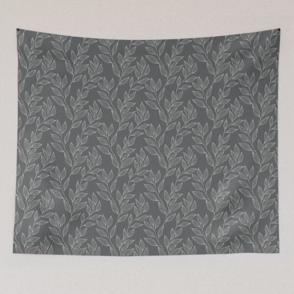 Item preview, Delicate Line Art Botanical Leaf Pattern - Bright on Dark Gray designed and sold by Frohyou.