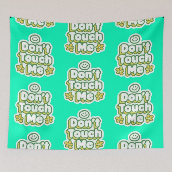 Item preview, Don't Touch Me Retro Smiley Face Quote - Green and Yellow Typography designed and sold by Scro-Ciob-Shop.