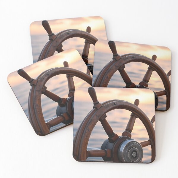 Item preview, Wooden Ship Wheel at Sunset on the Open Sea designed and sold by PandaTShirtShop.