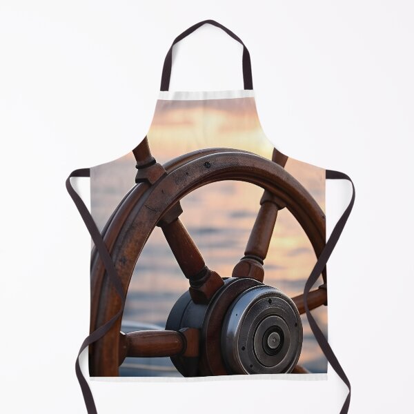 Item preview, Wooden Ship Wheel at Sunset on the Open Sea designed and sold by PandaTShirtShop.