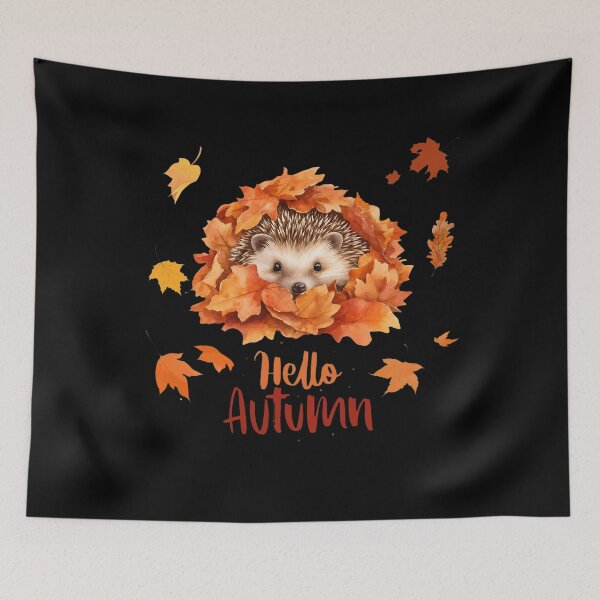 Item preview,  Hello Autumn Hedgehog - Cute Fall Leaves - Autumn Lover designed and sold by Vibe-Vary.