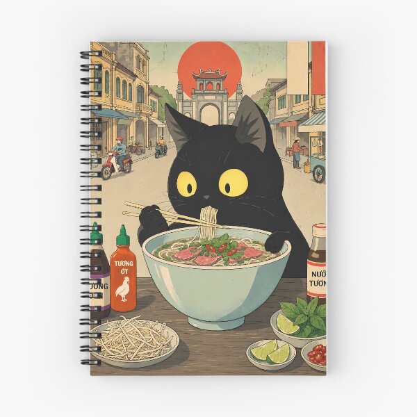 Item preview, Cat Eating Beef Pho - Vietnamese Street Food designed and sold by PurrfectHome.