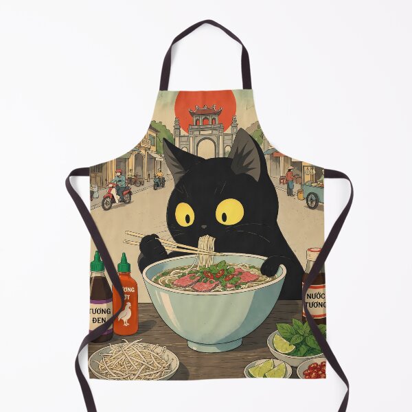 Item preview, Cat Eating Beef Pho - Vietnamese Street Food designed and sold by PurrfectHome.