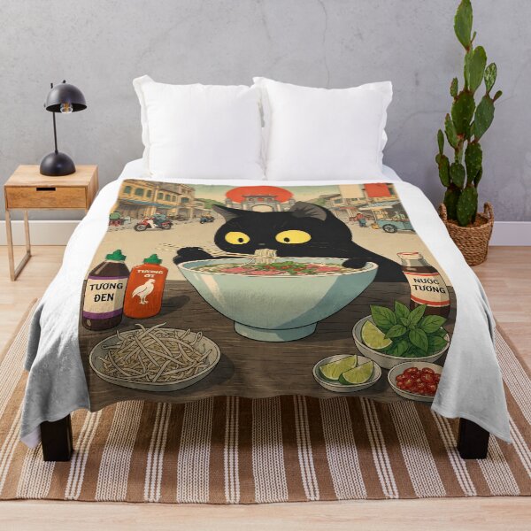 Item preview, Cat Eating Beef Pho - Vietnamese Street Food designed and sold by PurrfectHome.