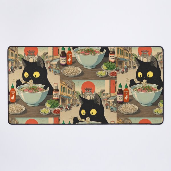 Item preview, Cat Eating Beef Pho - Vietnamese Street Food designed and sold by PurrfectHome.