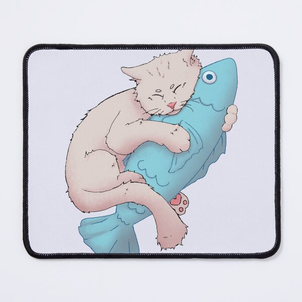 Item preview, White cat hugging its stuffed toy designed and sold by Houst-cn.