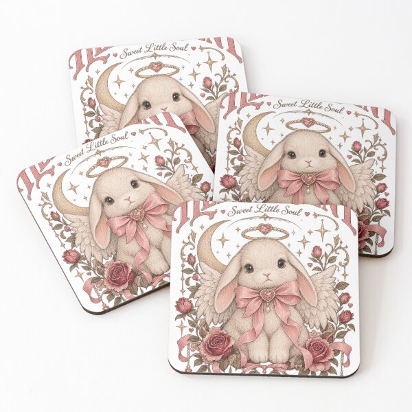 Item preview, Heaven Sent – Vintage Coquette Angel Bunny with Pink Bow designed and sold by DMQ-Designs.