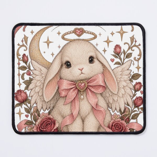 Item preview, Heaven Sent – Vintage Coquette Angel Bunny with Pink Bow designed and sold by DMQ-Designs.