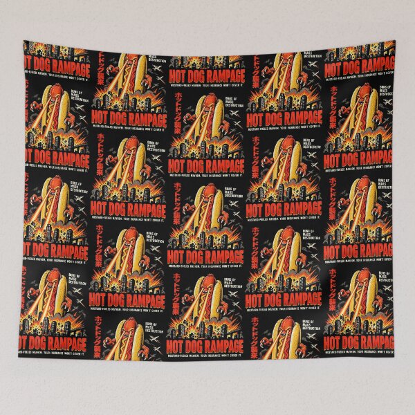 Item preview, Hot Dog Rampage Japanese Retro Monster Humor Graphic designed and sold by RealestInternet.