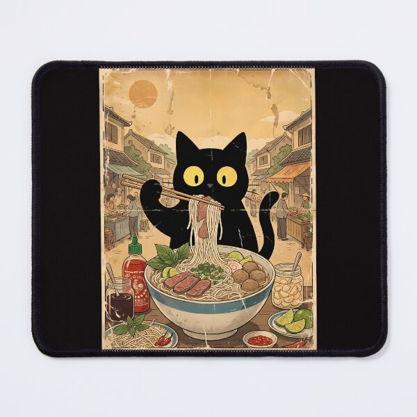 Item preview, Cat Eating Beef Pho - Vintage Vietnamese Noodle designed and sold by PurrfectHome.
